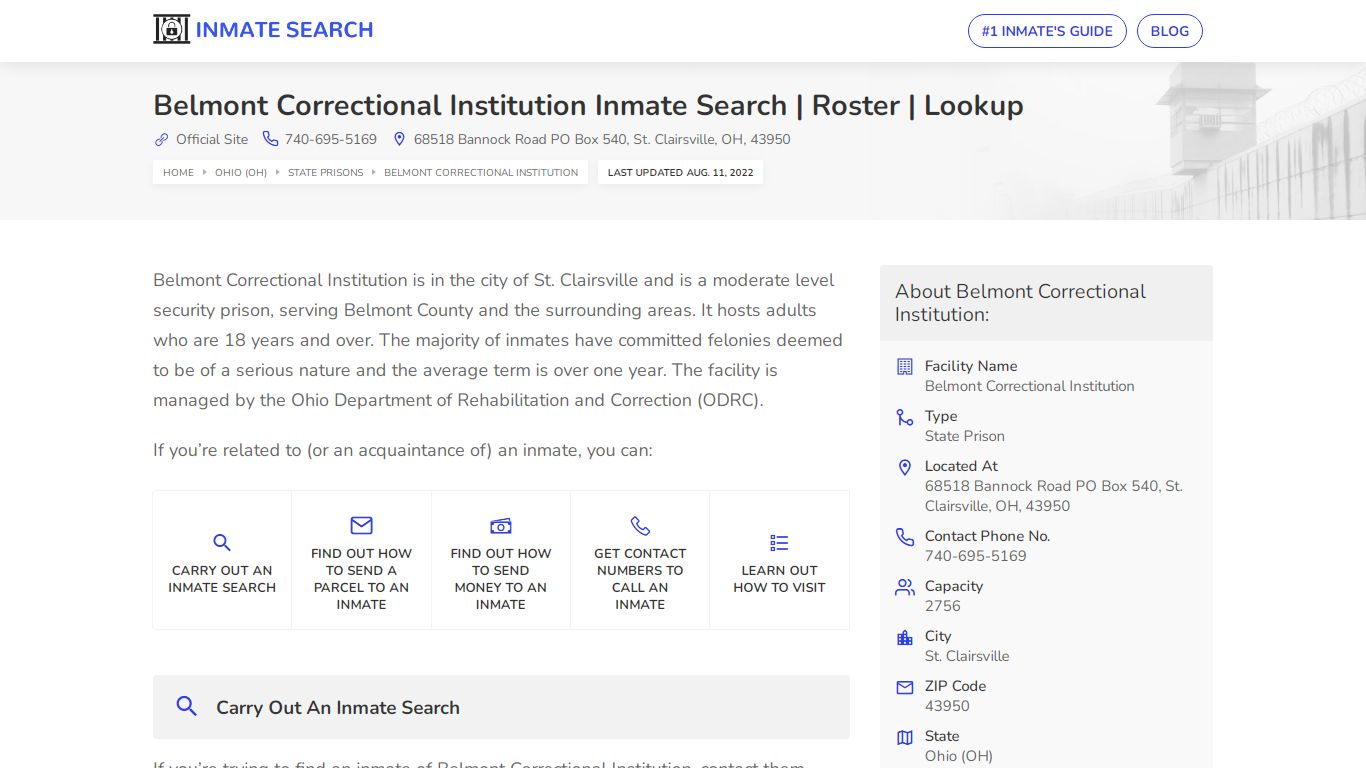 Belmont Correctional Institution Inmate Search | Roster ...